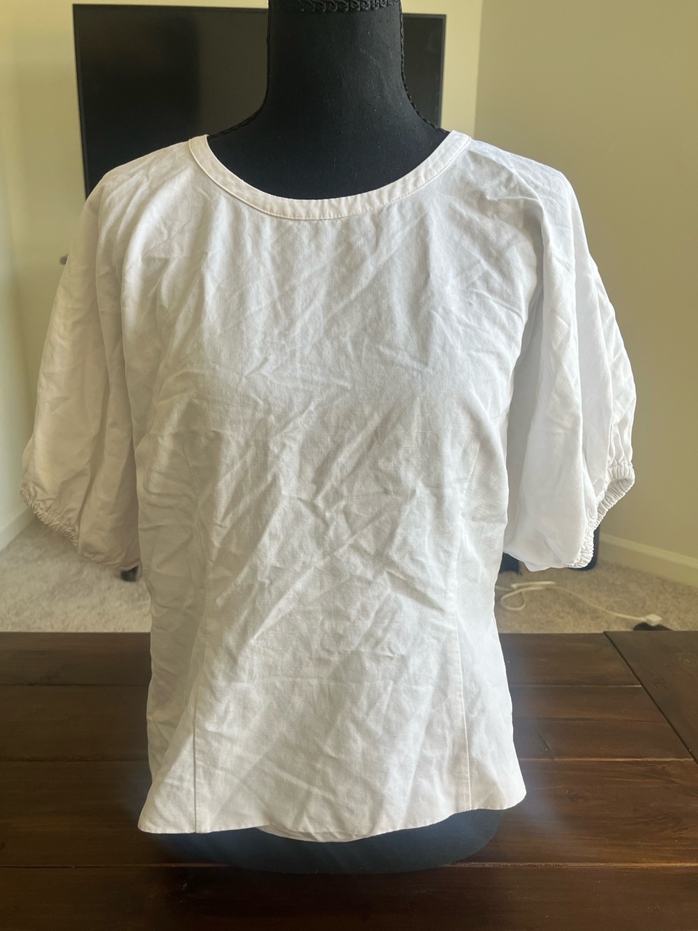 Club Monaco Women’s White Cotton/Linen-Blend Shirt
